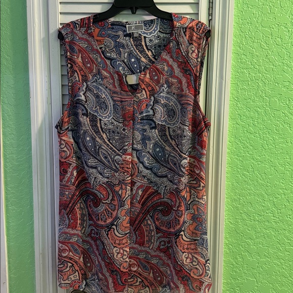 JM Collection Multicolor Paisley Top - Picture 1 of 4